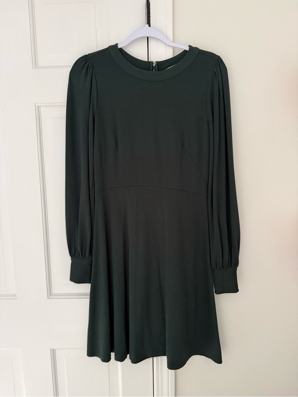 LOFT Forest Green Long Sleeve Fit-and-Flare Dress